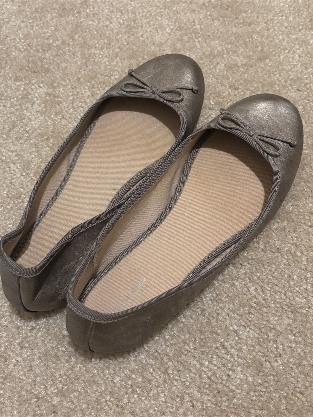 Old Navy Metallic Taupe Bow Ballet Flats